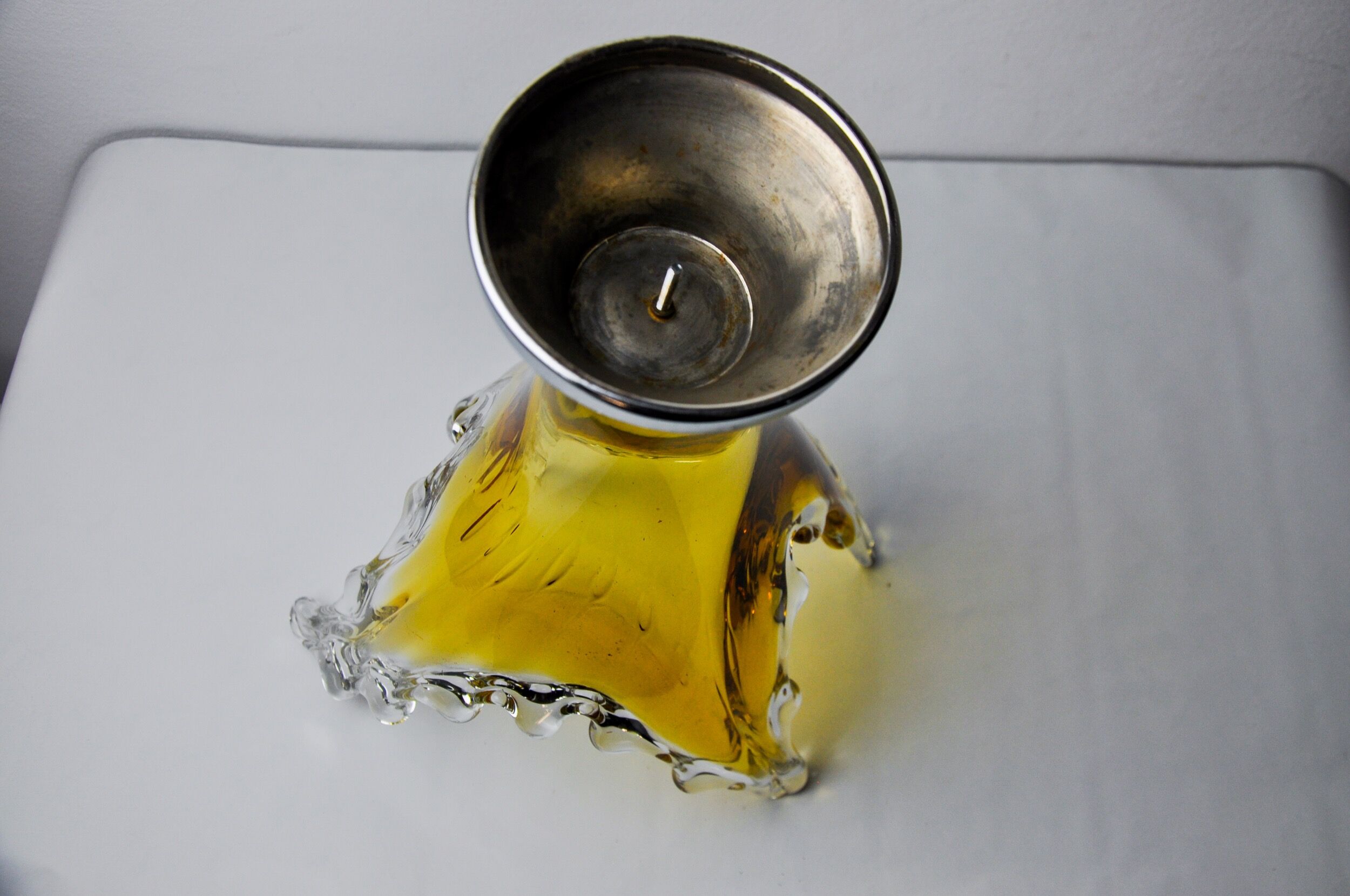 Sommerso vase by seguso in yellow murano glass, Italy, 1970