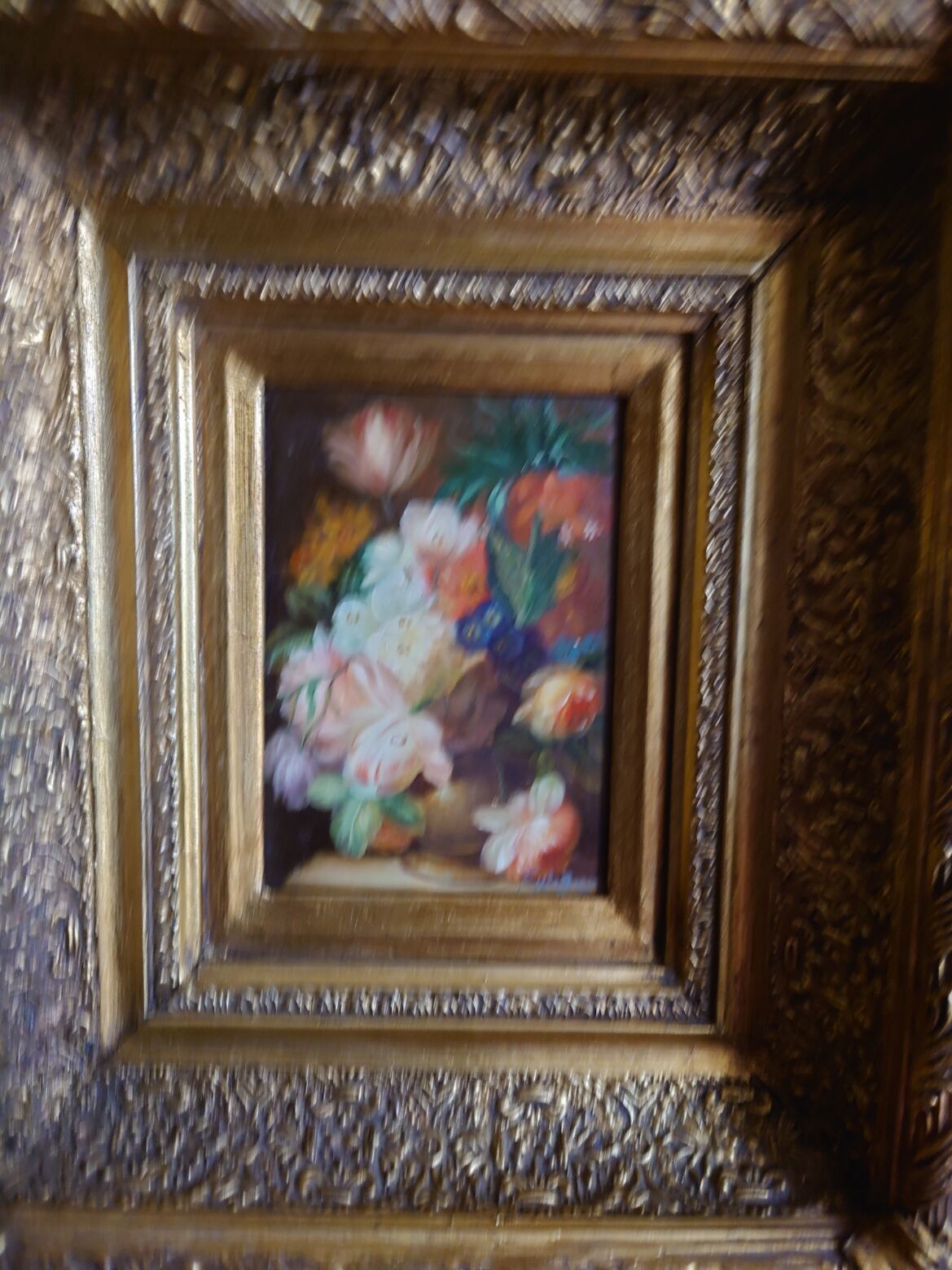 Oil on wood signed gilded frame XX centuries