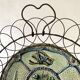Antique barbotine and wire dish, 19th century