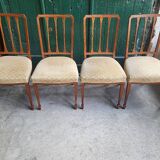 Series of 4 directory chairs in marquetry and cherry wood