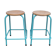 Pair of round stools, industrial, wood and metal, vintage