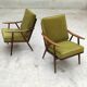 Pair of green velvet boomerang armchairs by Antonin Suman for Ton Bystrice "Thonet"