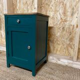 Bedside raw wood - peacock blue