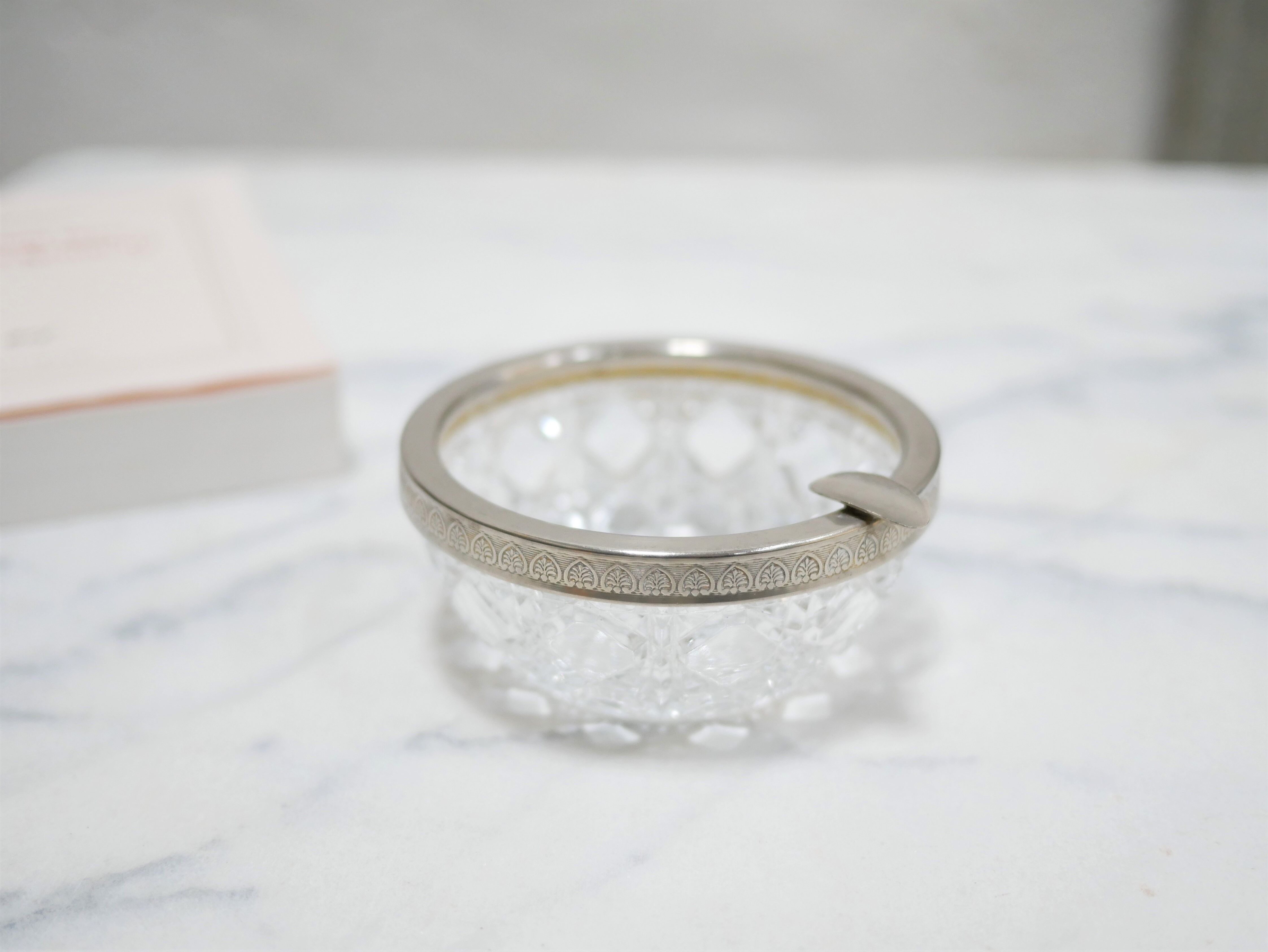 Vintage ashtray in crystal and silver metal