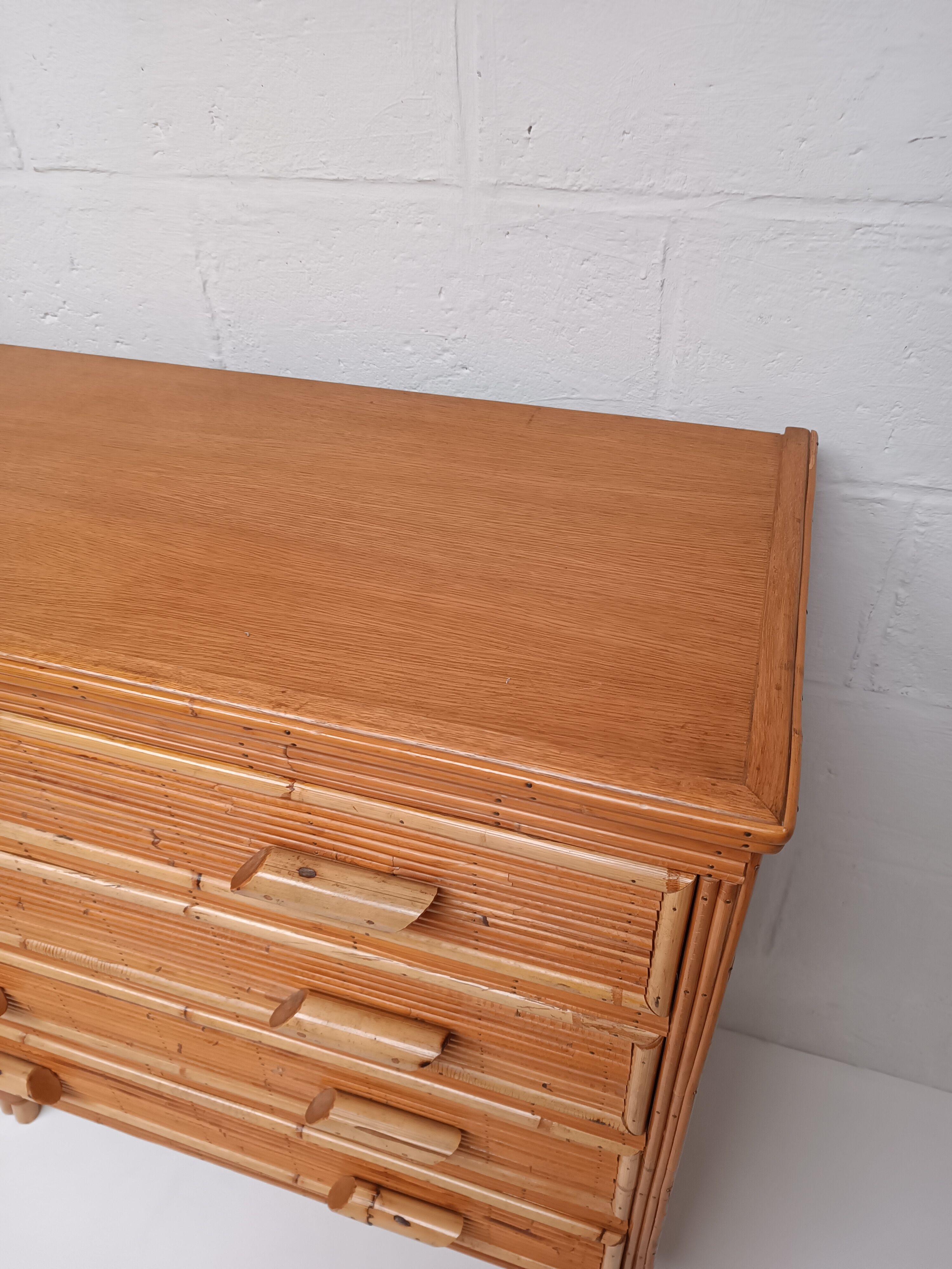 Rattan chest of drawers 60s-70s