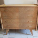 Chest of drawers with compass feet in raw wood