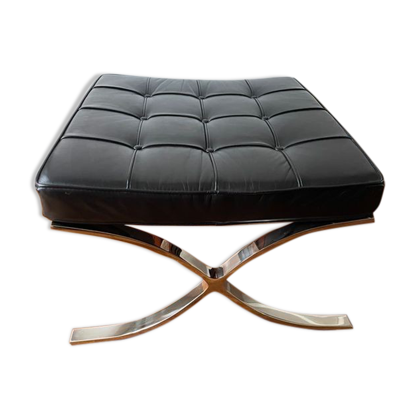 Vintage leather ottoman stool