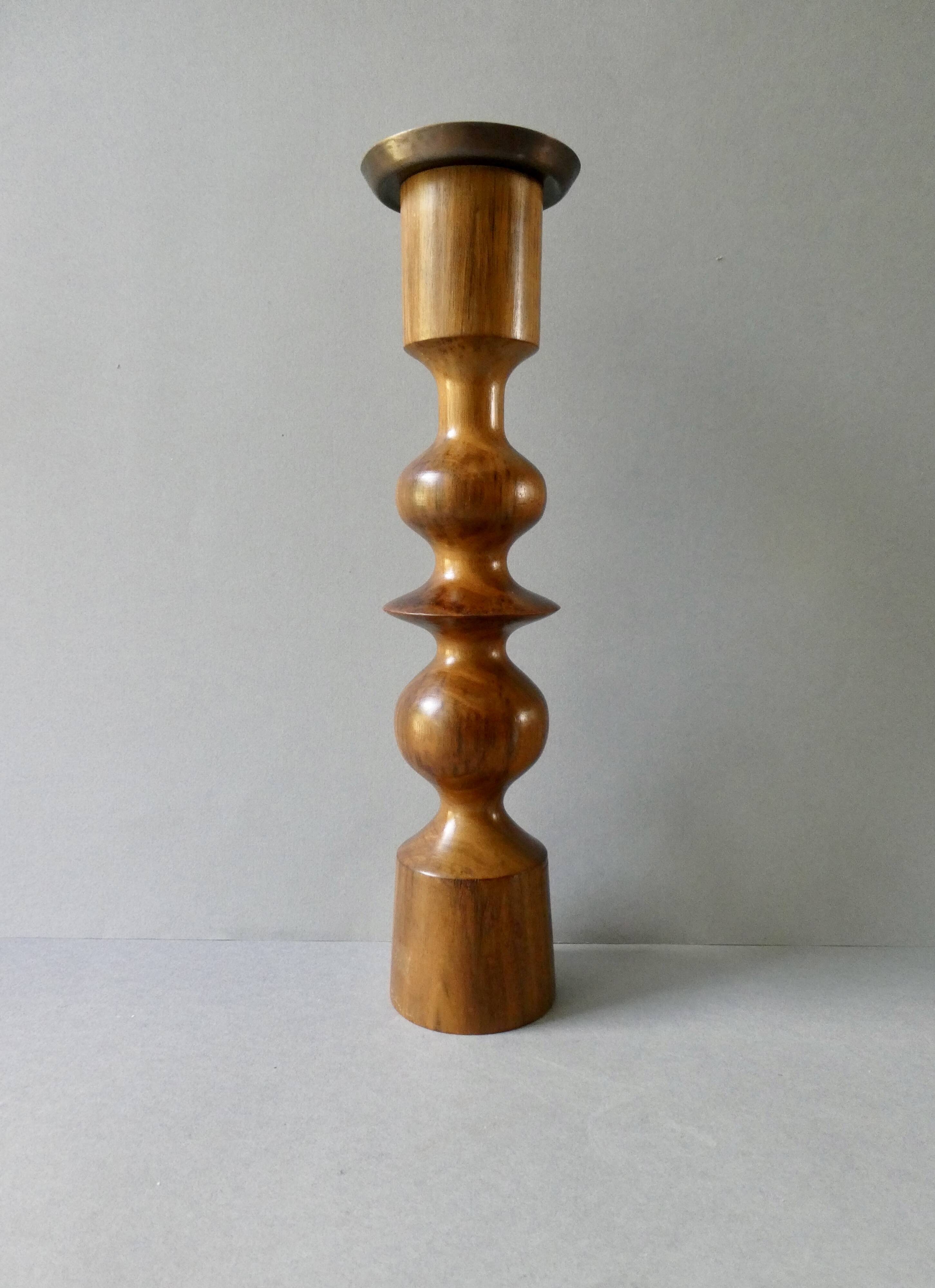 Turned wooden candle holder, circa 1960, Scandinavian style