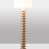 Lampadaire en bois laqué blanc et beige. Années 1980-90