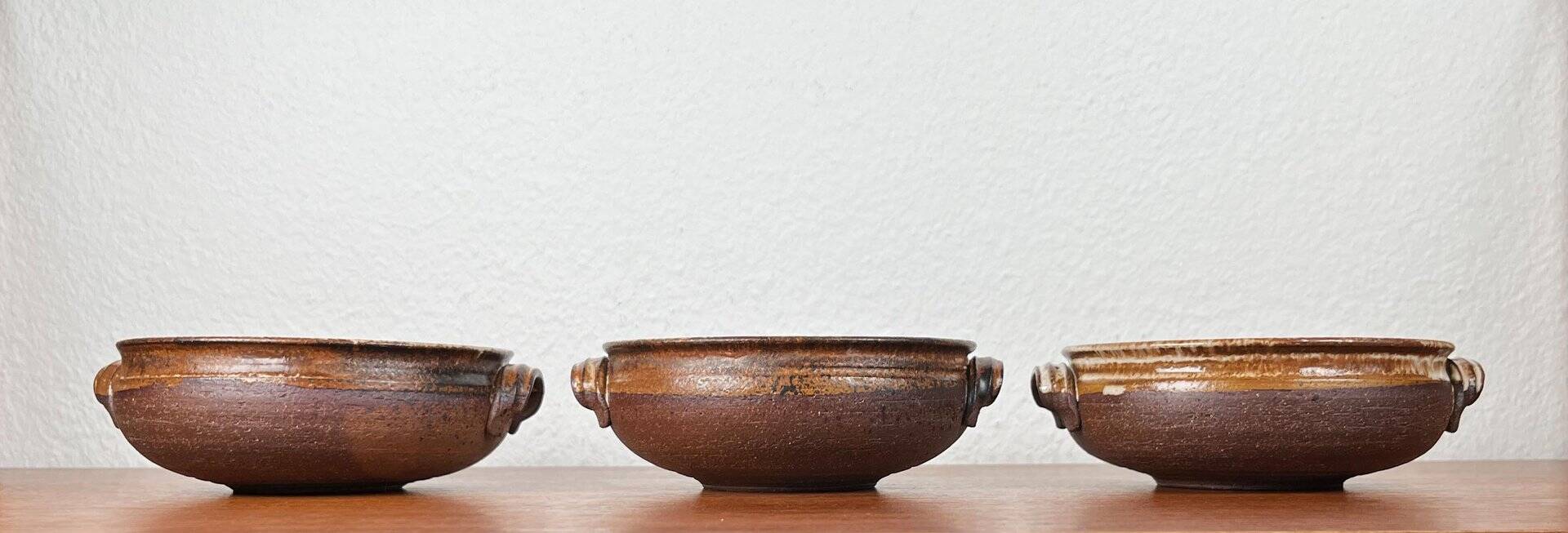 Vintage ceramic bowls from the Danish studio Aase & Leif Vange Keramik, set of 3.