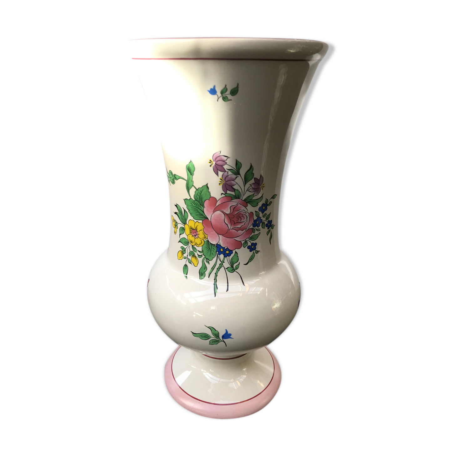 Former Vase K-G LUNEVILLE Ceramics White Decor Vintage Flowers