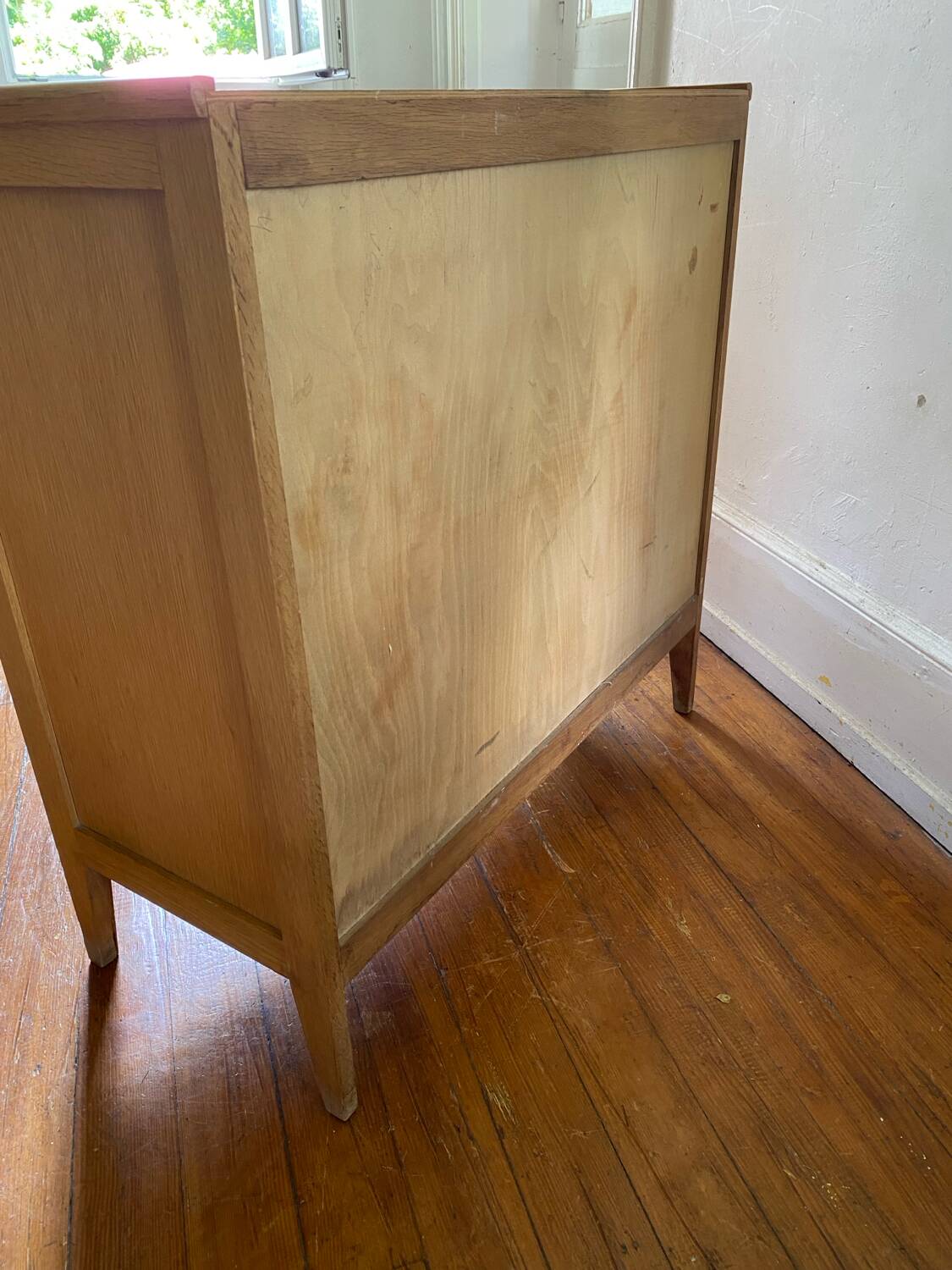 Scandinavian 4-drawer commode with vintage compass legs