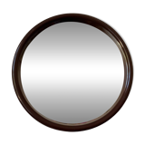 Vintage chocolate plastic round mirror 1970