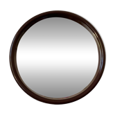 Vintage chocolate plastic round mirror 1970