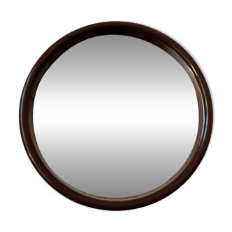 Vintage chocolate plastic round mirror 1970