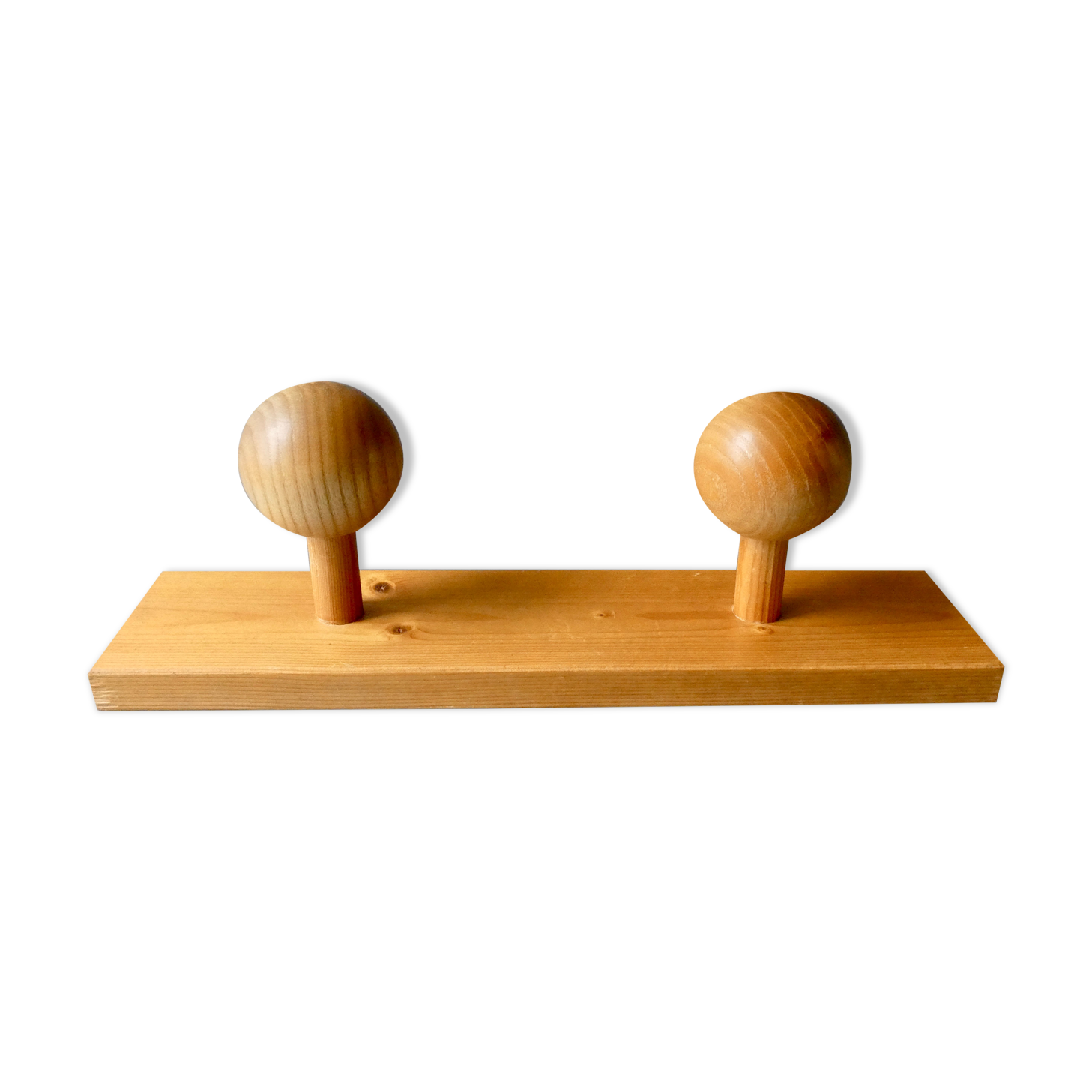 Wall coat rack with 2 pine ball hooks
