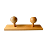 Wall coat rack with 2 pine ball hooks