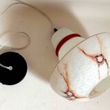 70s Pendant Light White Opaline Frosted and Marbled Effect Height 120 cm