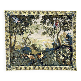Wall tapestry with landscape and bird decoration, 20th century