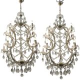 Large Crystal Murano Glass Chandeliers Set of 2
