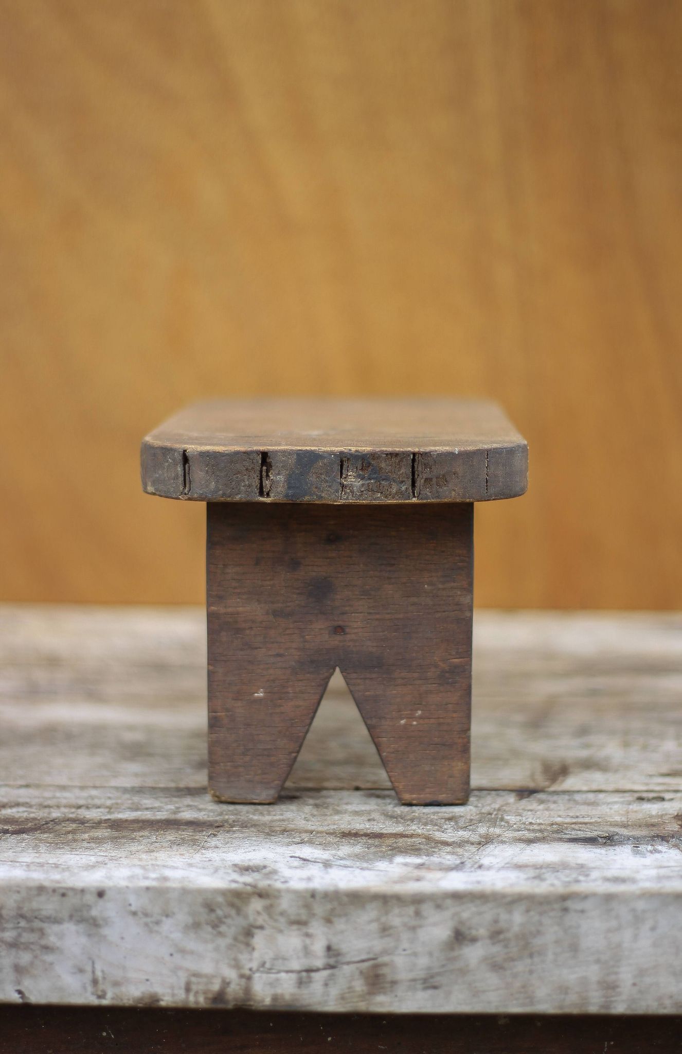 Mini wooden stool, wooden step stool, vintage footrest, plant holder