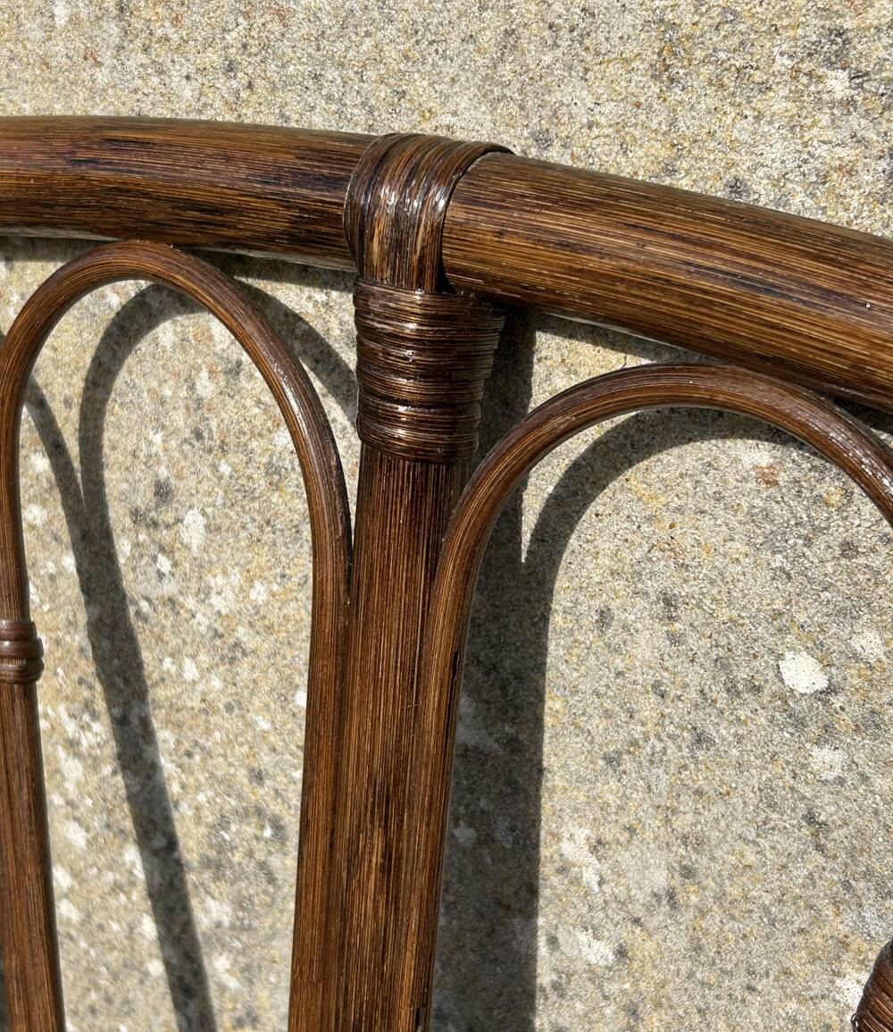 Vintage peacock tail bamboo rattan headboard from the 60s
