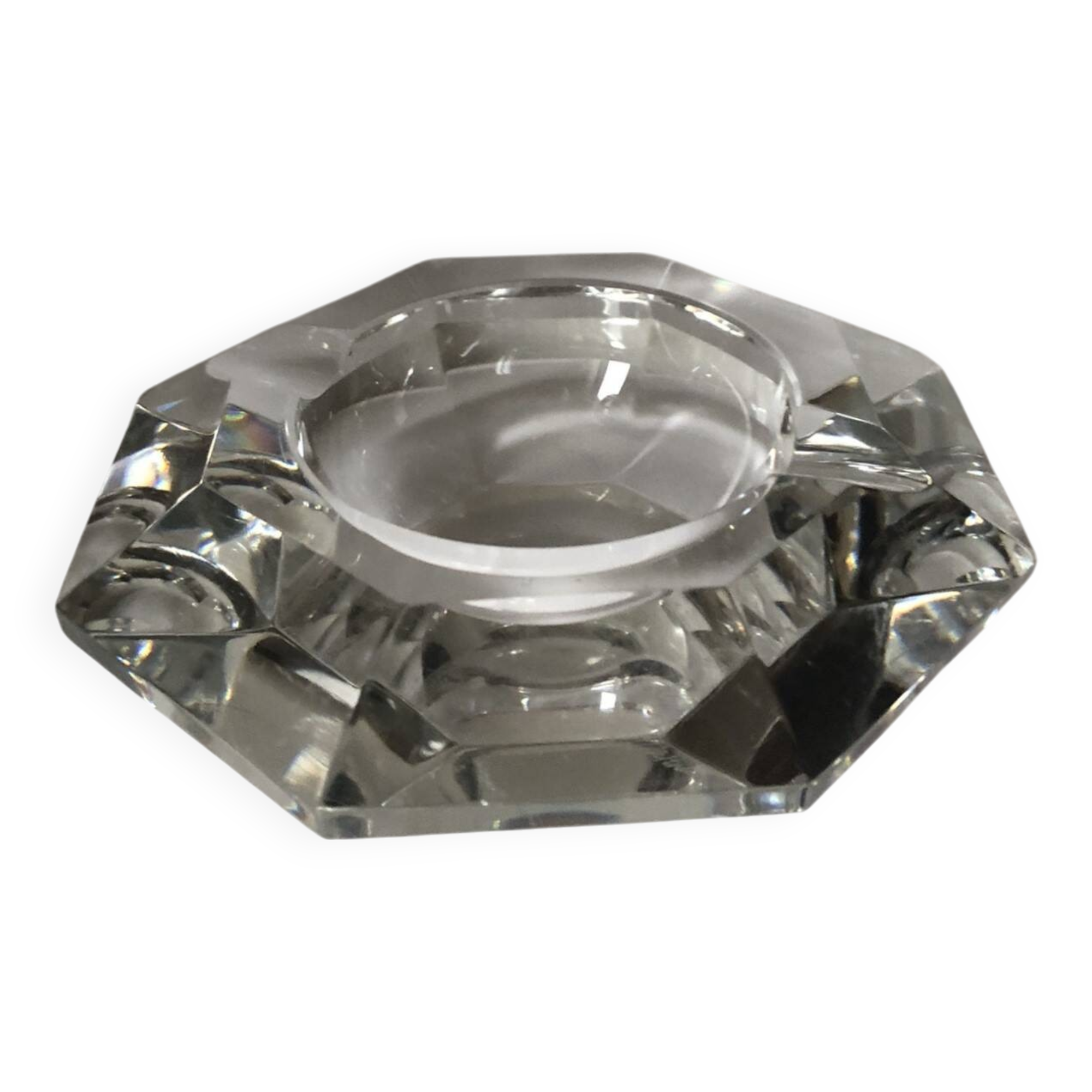 Val St Lambert octagonal crystal ashtray