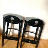 Pair of black designer stools by Baumann