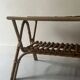 Large Audoux style coffee table in bamboo, rattan & ceramic, France 60