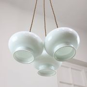Mid-Century Italian Opaline Glass & Brass Pendant Lamp, set of 3