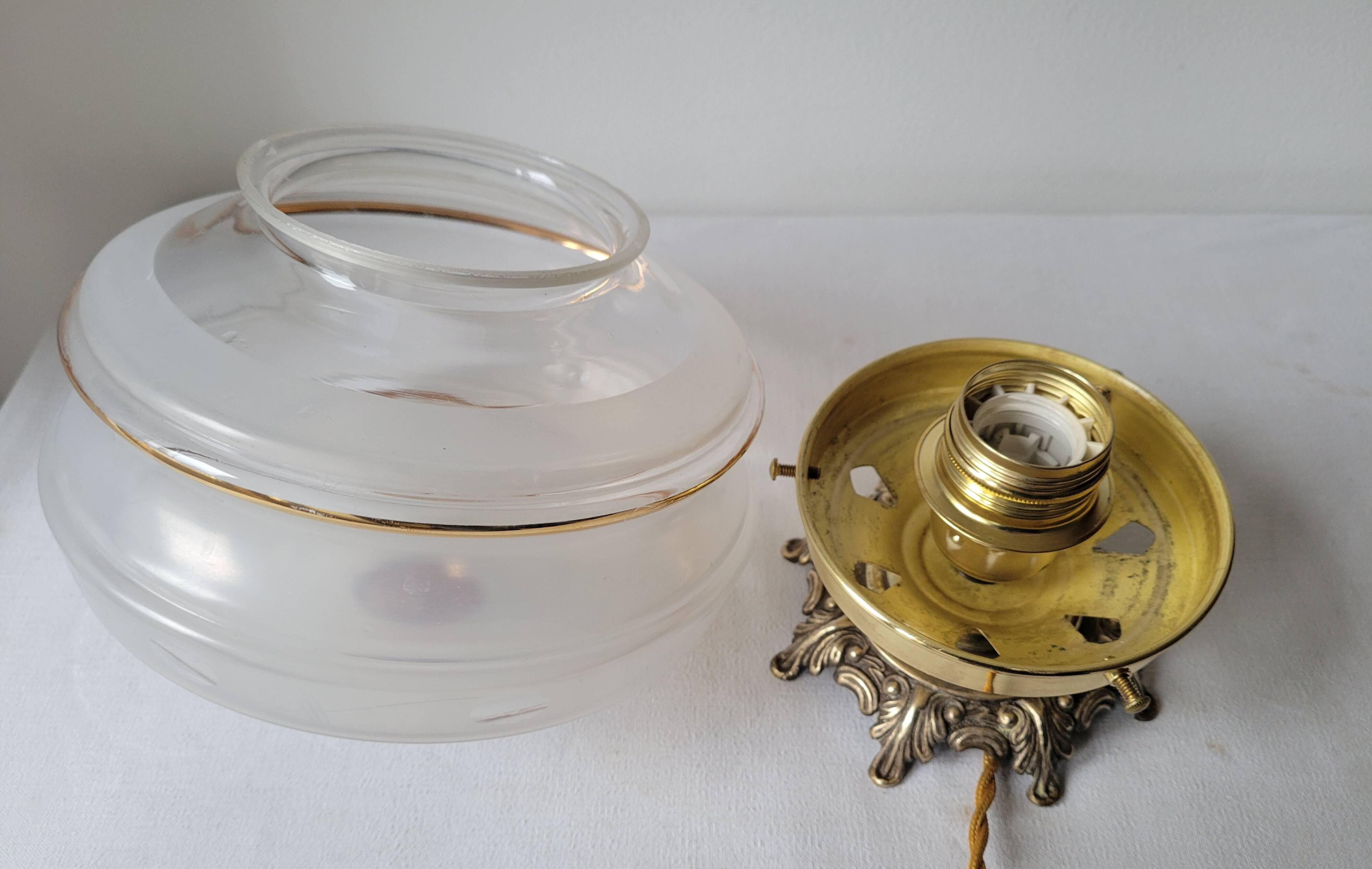 Brass and frosted glass lamp