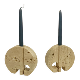 Pair of travertine elephant candle holders by Enzo Mari for Fratelli Mannelli 70s