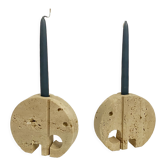 Pair of travertine elephant candle holders by Enzo Mari for Fratelli Mannelli 70s