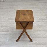 1970s, Scandinavian side table with drawer, solid oak wood, teak wood.