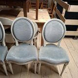 Set of 6 Louis XVI style patinated medallion chairs.