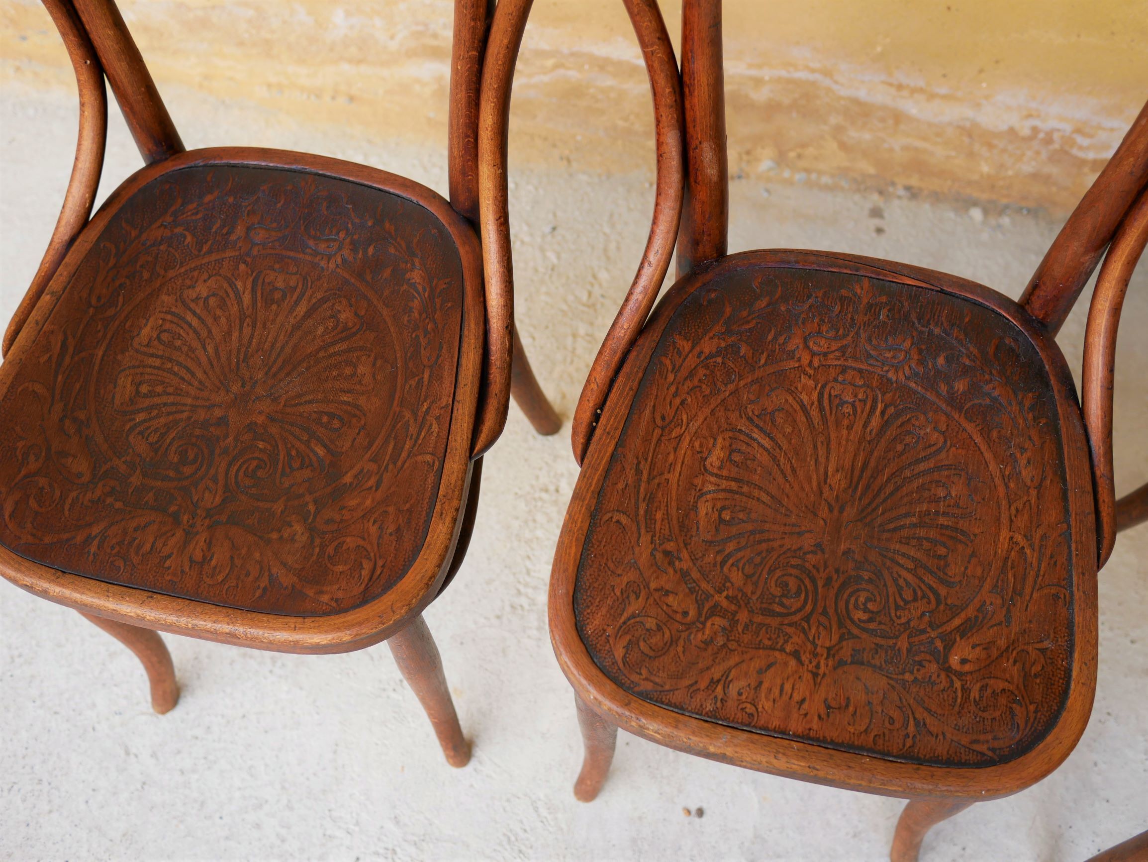 Set of 4 chairs Bistro, model n ° 55, by Jacob and Josef kohn