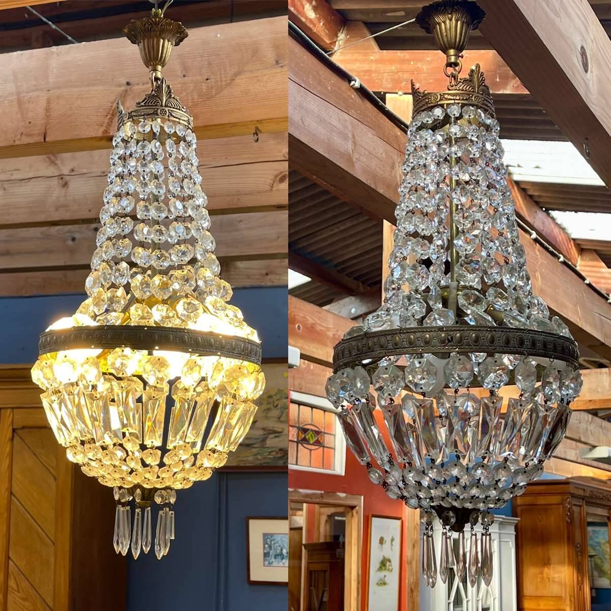 Balloon chandelier with pendants, early 20th century