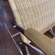 Bauhaus style rocking chair, chrome metal, rattan and beech wood, 1960-70