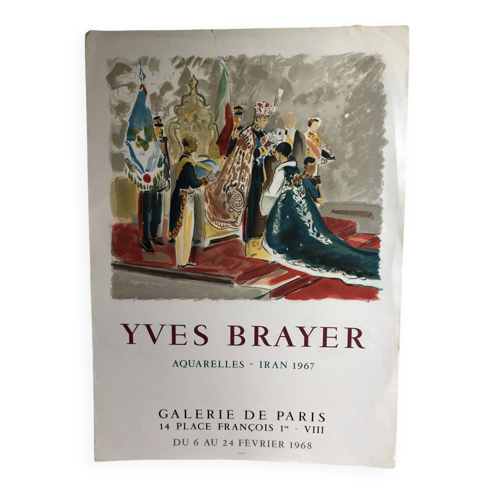 Poster yves brayer watercolors iran 1967 galerie de paris