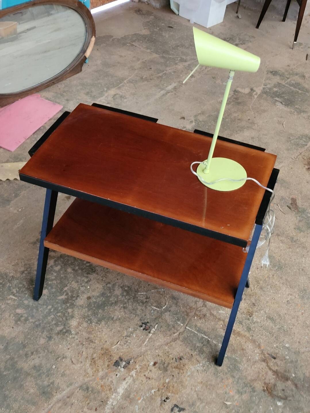 Vintage console design, sleek from the 1960s-70s.