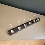 Antique wall coat rack with 6 hooks