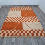 Traditional orange handwoven Berber rug, size 140 x 260 cm