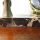 Perpetual calendar on marble base with marble patinated regulated decoration, 60s