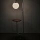 1940s Art Deco Chrome Floor Lamp with Opaline Globe and Side Table