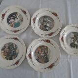 5 Plates Obernai Loux Sarreguemines ancient earthenware