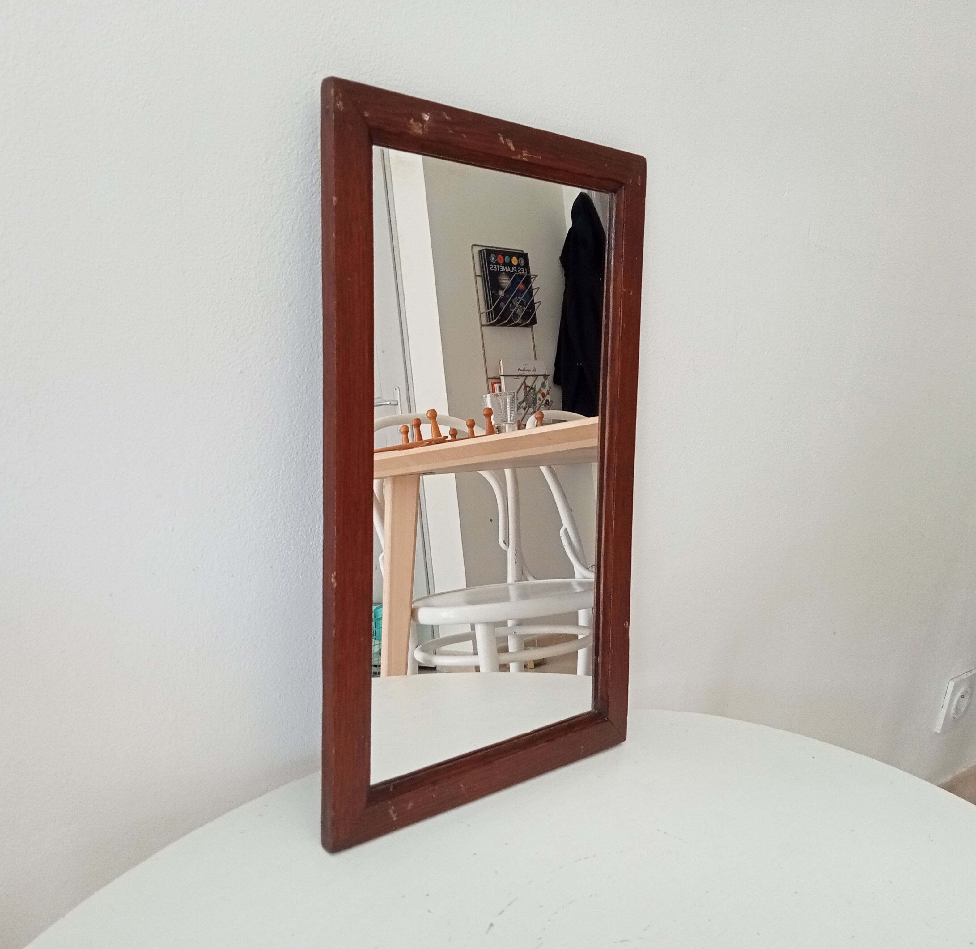 Vintage rectangular mirror in solid wood