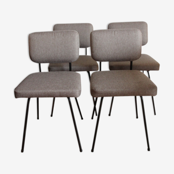 Lot de 4 chaises André Simard couleur taupe