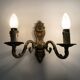 Old pair of double-light brass wall sconces. 60s