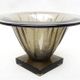 Art Deco bowl in smoked glass with geometric patterns