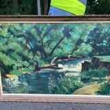 Clody.F 1974 oil painting on canvas forest landscape 110x75